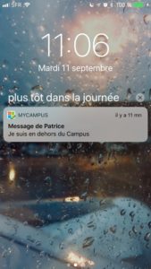 Notification sur téléphone portable pour l'application MyCampus