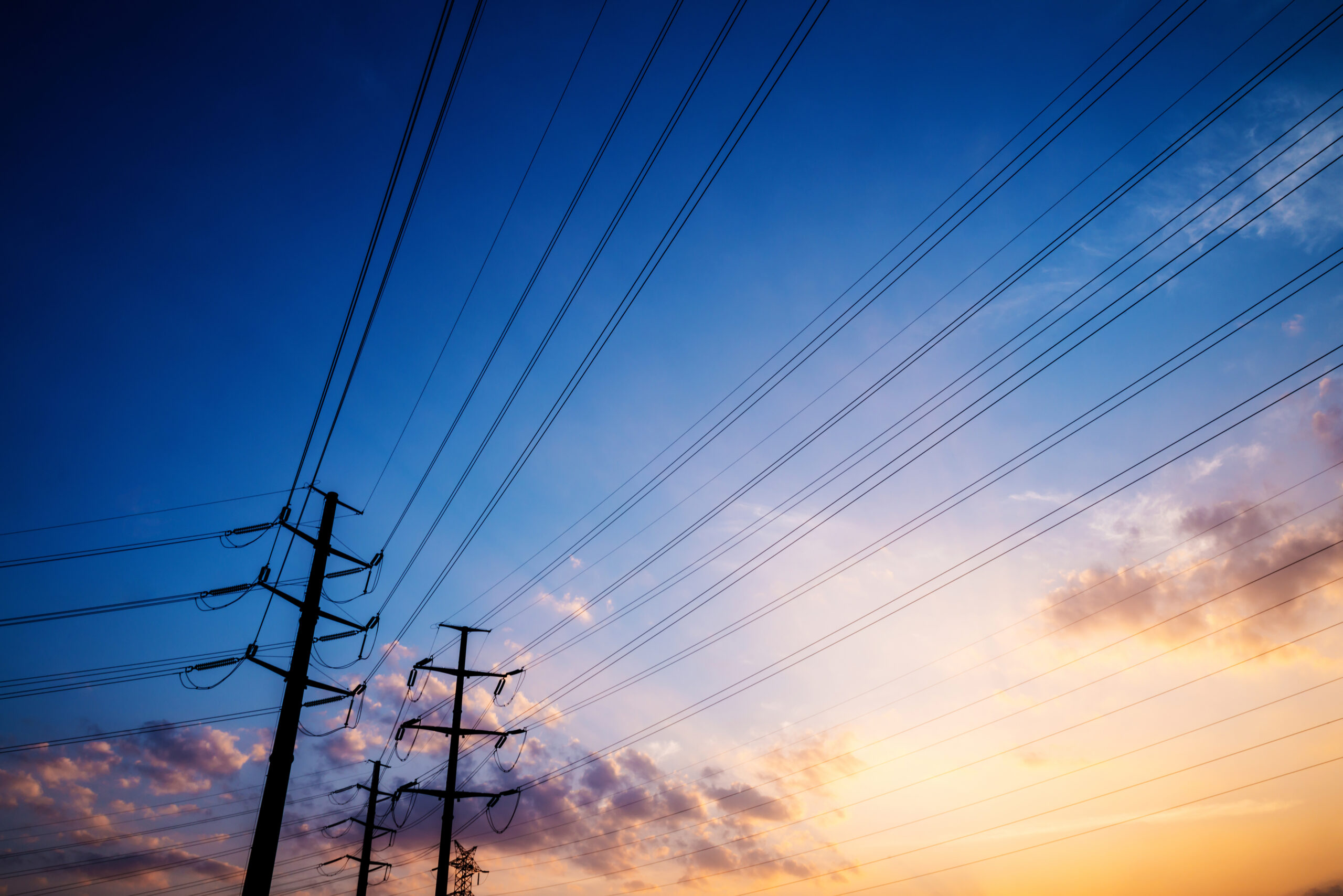 pylons with sunset