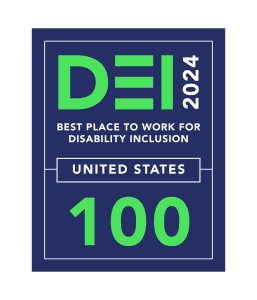 Award logo displaying "Best Place to Work for Disability Inclusion" in the United States for 2024