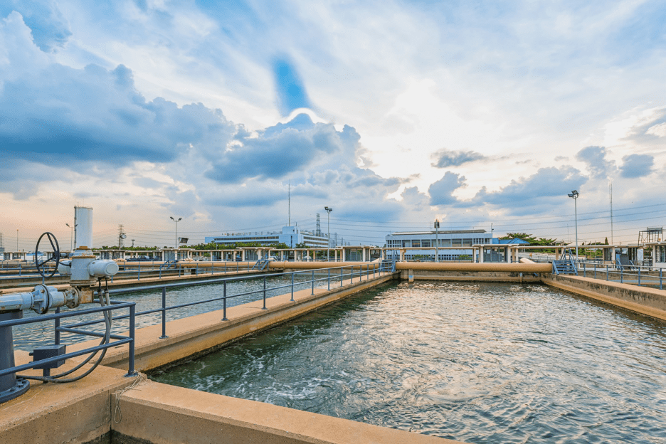 sand filtration tank at water treatment plant