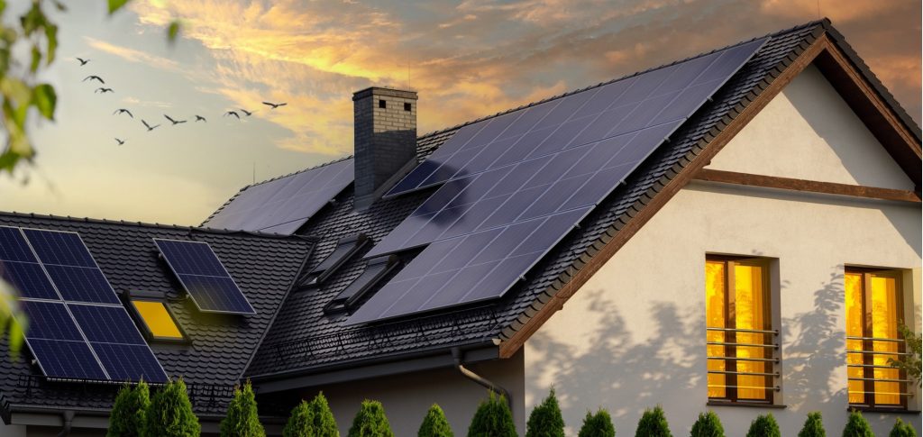 Home with solar panels