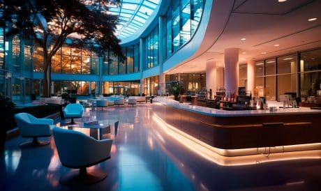 A lobby designed for flexibility.